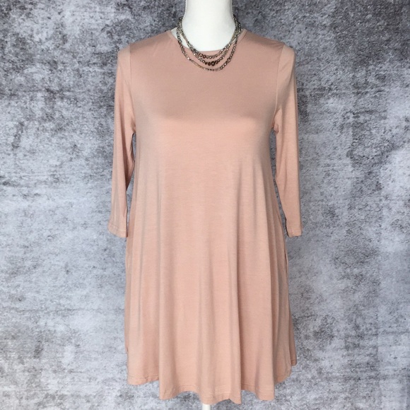 Blush Tunic Dress 3/4 Sleeve w/Pockets - Picture 3 of 6